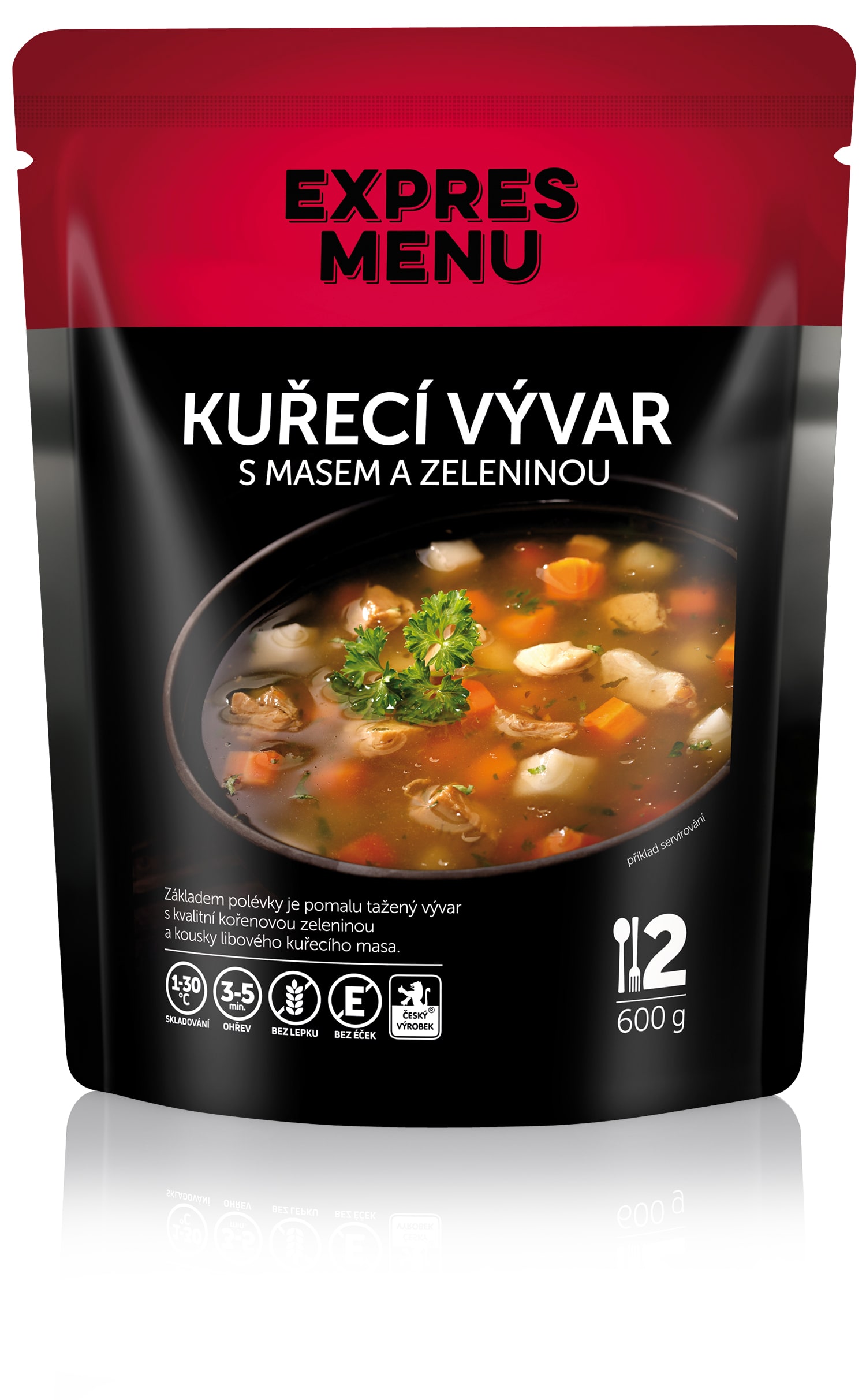 Kuřecí vývar s masem a zeleninou (2 porce) - 600g