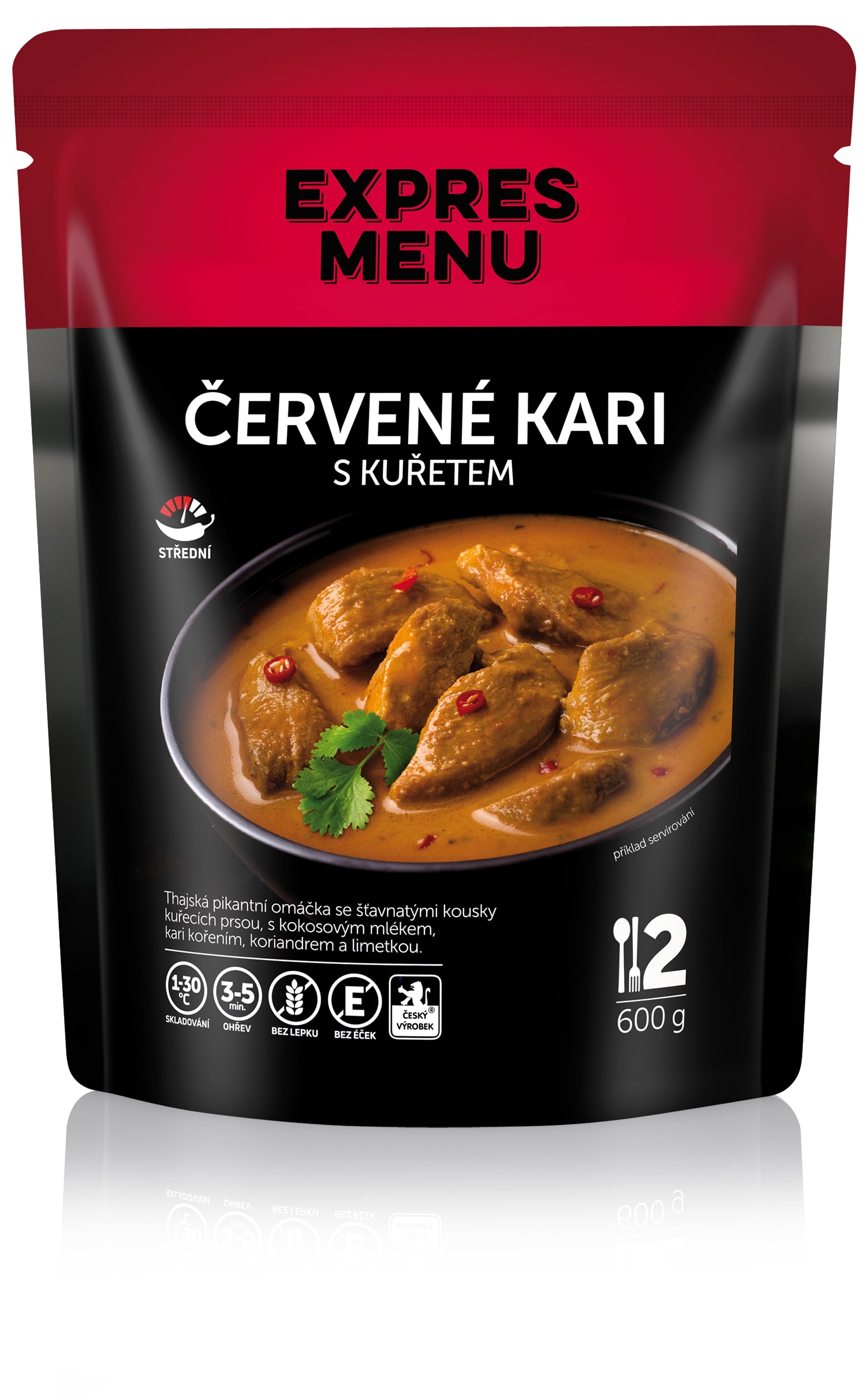 Červené kari s kuřetem (2 porce) - 600g