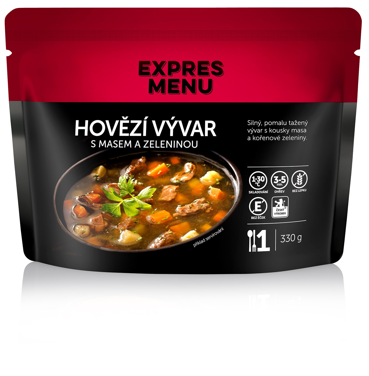 Hovězí vývar s masem a zeleninou (1 porce) - 330g